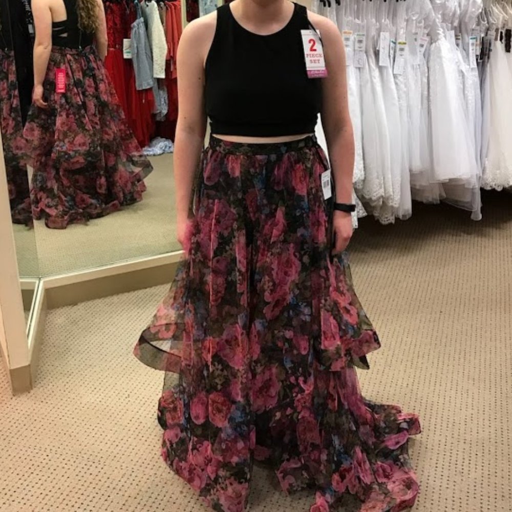 Floral Two Piece Prom Dress
